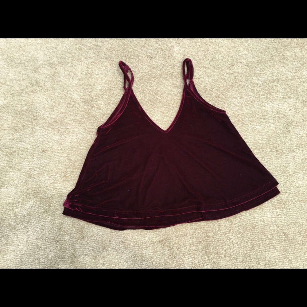 TOBI Burgundy Velvet Tank Top